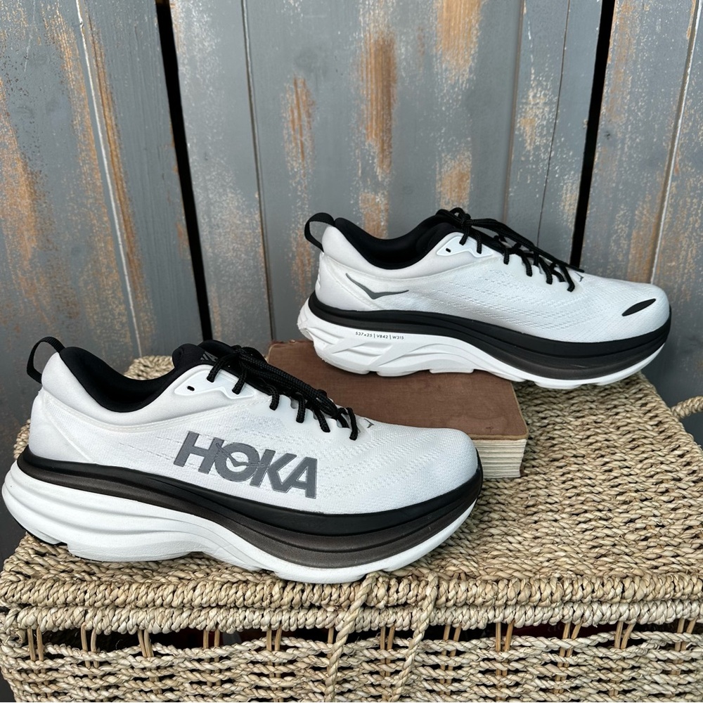 HOKA Men's Bondi 8 Sneakers White Black Sz 11.5 - Picture 9 of 15